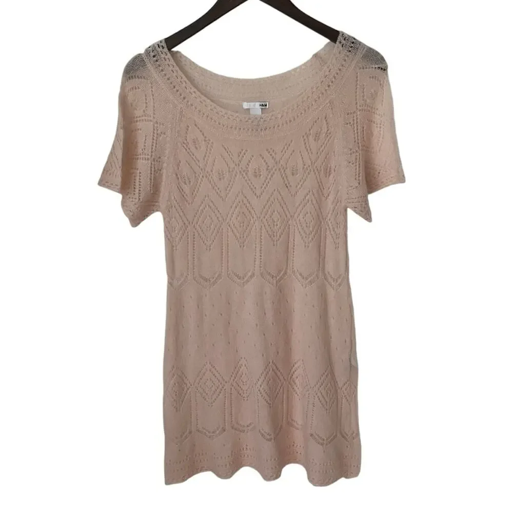 Vintage‎ H&M knit dress pink knit vintage crochet - Picture 2 of 5